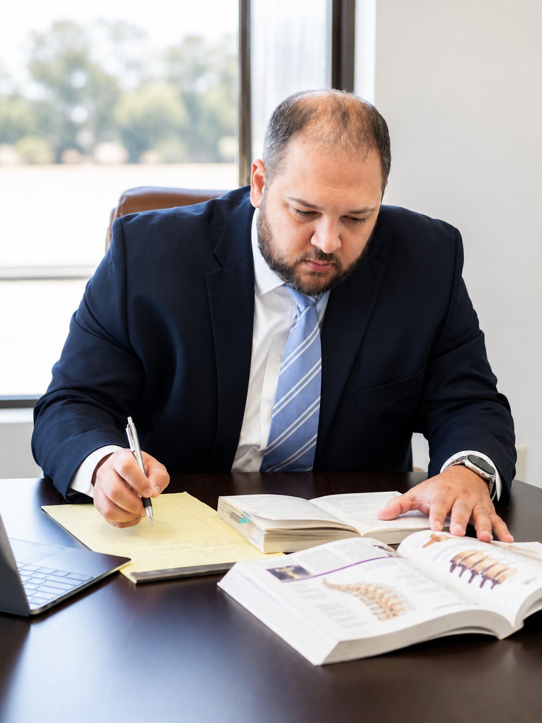Chad Ikerd reviewing case materials at his desk