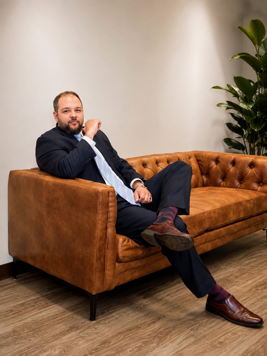Chad Ikerd seated in the Ikerd Law Firm office in Lafayette
